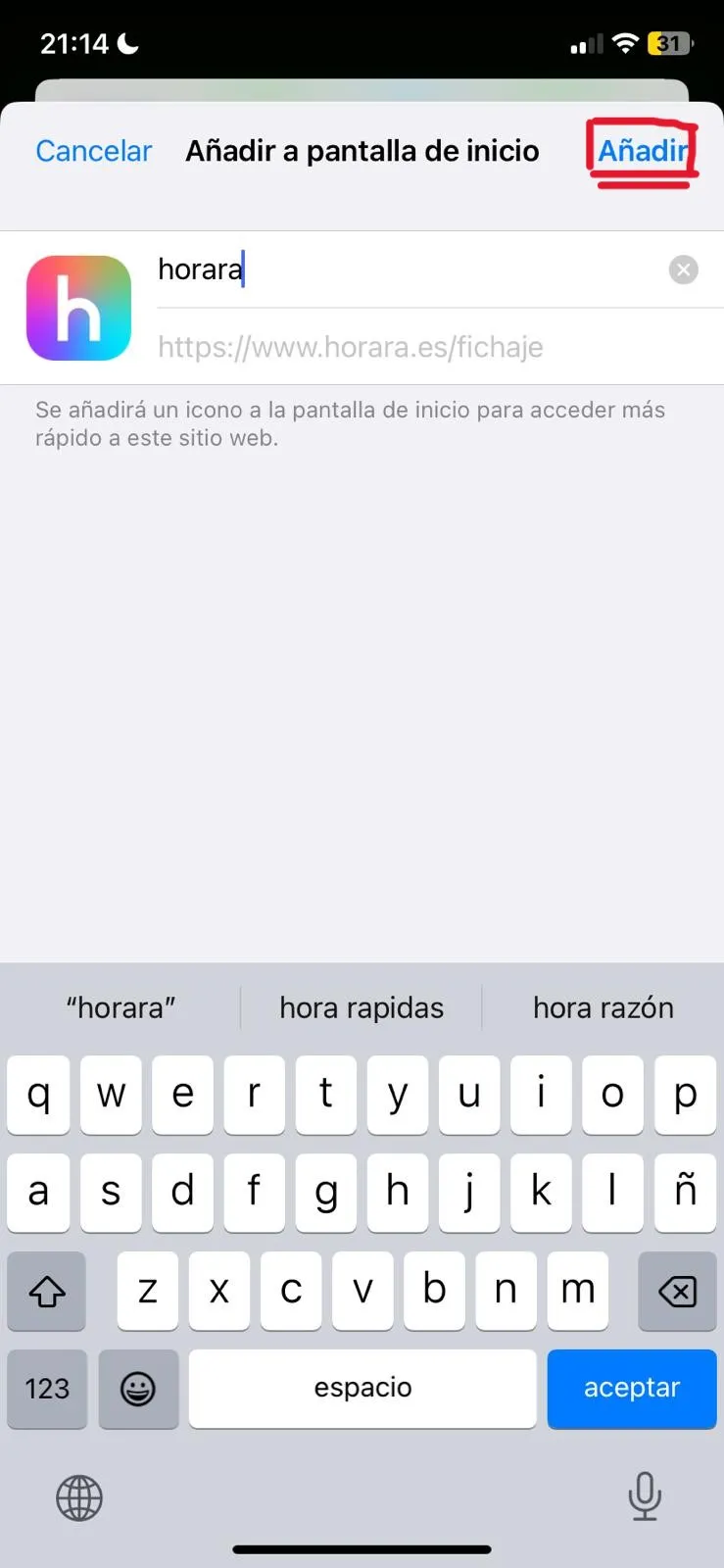 Confirmación final al añadir Solucions IT a la pantalla de inicio.